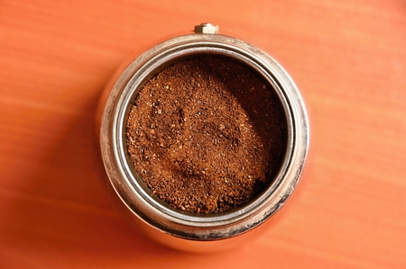 Moka coffee pot. Preparation of fresh good coffee at home.の写真素材