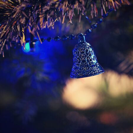 Christmas. Beautiful Christmas ornament on the Christmas tree. Seasonal background for winter holidays.の写真素材