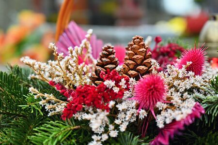 Beautiful colorful natural decoration. Decor for the autumn season.の写真素材