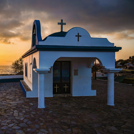 Beautiful little Greek chapel. Classic nice concept for travel and holidays in Greece.