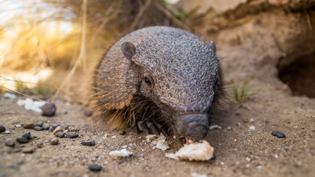 Big hairy armadillo on Peninsula Valdesの写真素材