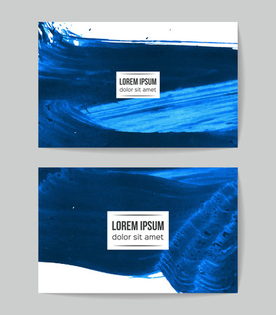 Set of vector business card templates with brush stroke background.のイラスト素材