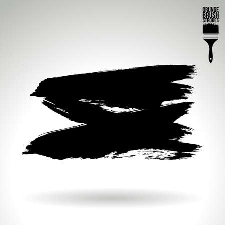 Black brush stroke and texture. Grunge vector abstract hand painted element. Underline and border design.のイラスト素材