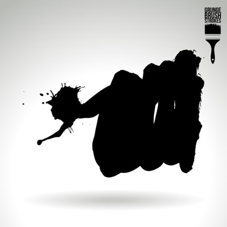 Black brush stroke and texture. Grunge vector abstract hand painted element. Underline and border design.のイラスト素材
