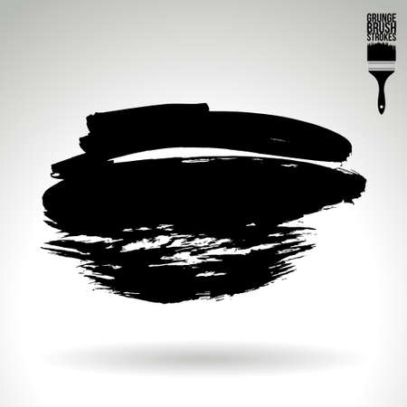 Black brush stroke and texture. Grunge vector abstract hand painted element. Underline and border design.のイラスト素材