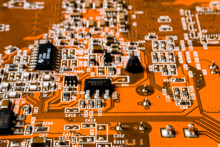 electronic circuit close-up. Macro backgroundのeditorial素材