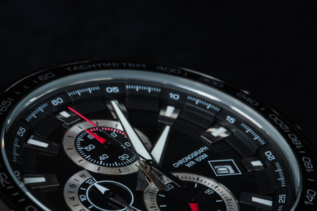 luxury man accessory watch detail, chronograph macroの写真素材