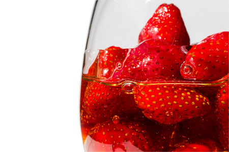 strawberries and honeyの写真素材