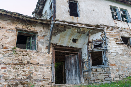 Abandoned houses in village Dyadovtsi near Ardino, Bulgariaの写真素材