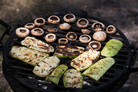 zucchini and mushroom bake barbecueの写真素材