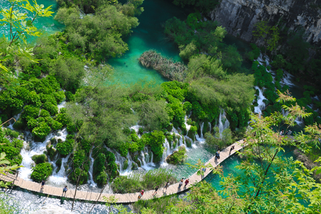 The Plitvice Lakes National Park, Croatiaâs most popular tourist attractionの写真素材