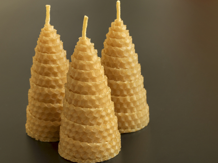 Candles made of bee wax close-upの写真素材