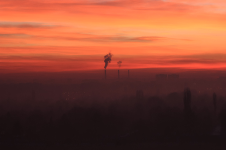 Air Pollution from Smoke Stacksの写真素材