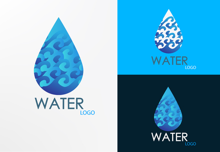 logo wave and water design vector graphic with three  backgroundのイラスト素材