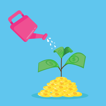 Growing money tree flat vector graphic background about invertmentのイラスト素材
