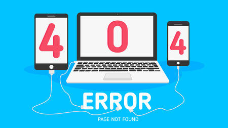404  error not found page flat design with smartphone  background vector designのイラスト素材