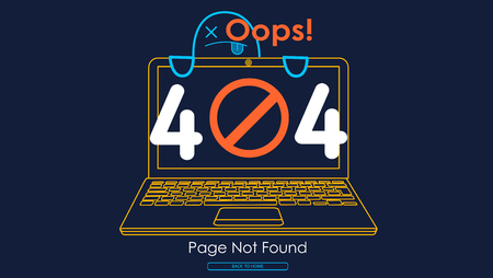 404  error with icon line notebook design template for website