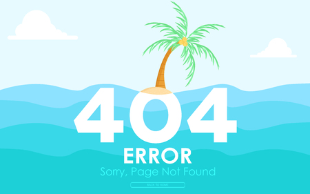 404  error not found page flat design with island  background vector designのイラスト素材