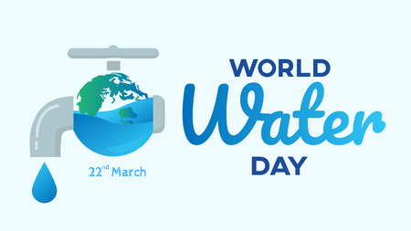 World water day poster on a blue backgroundのイラスト素材