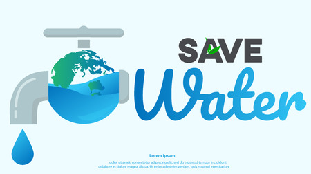 Save water graphic design vector or background greeting card or poster for campaignのイラスト素材