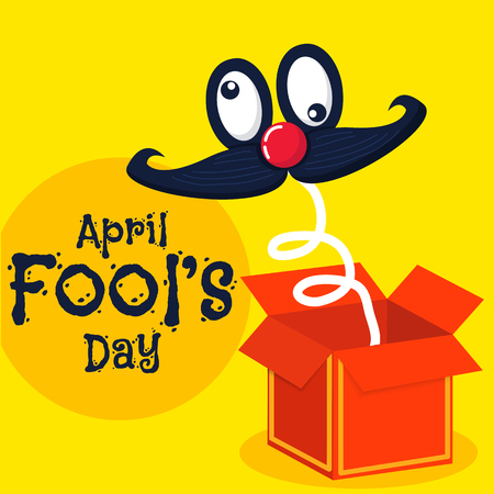 April fool's day text and funny red box vector background or banner graphicのイラスト素材