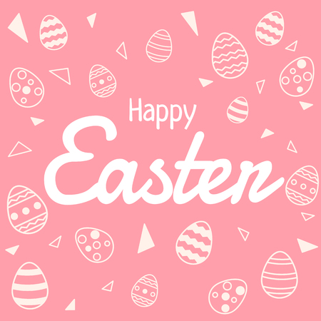 happy easter text vector and easter eggs  background or banner graphicのイラスト素材