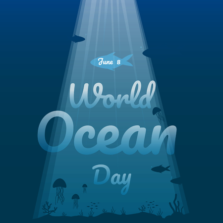 world ocean day text background , greeting card or poster for campaignのイラスト素材
