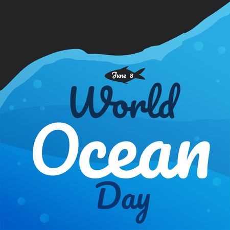 world ocean day text background , greeting card or poster for campaignのイラスト素材
