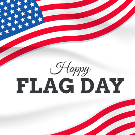 flag day with USA flag vector on white background or banner graphicのイラスト素材