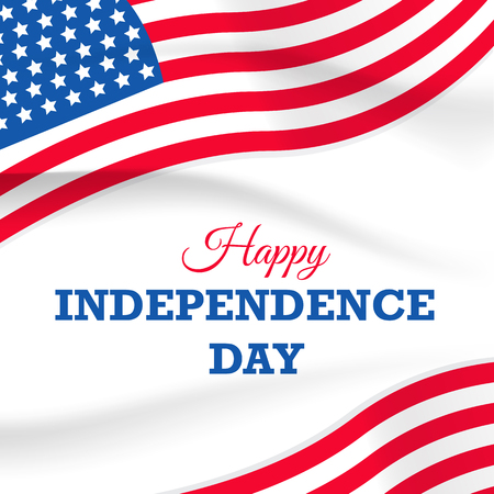 independence day with USA flag vector on white background or banner graphicのイラスト素材