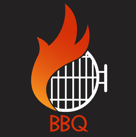 logo BBQ grill on black background vector graphicのイラスト素材