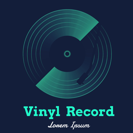 vinyl record music vector with dark background graphicのイラスト素材