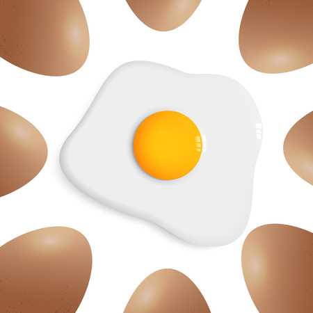 egg around fried egg vector on white backgroundのイラスト素材
