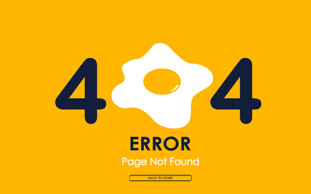 404 error with fried egg vector on yellow backgroundのイラスト素材