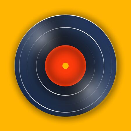 vinyl record music vector with yellow background graphicのイラスト素材