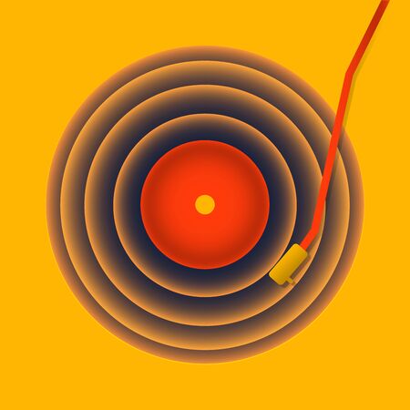 vinyl record music vector with yellow background graphicのイラスト素材