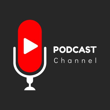logo or icon podcast channel with black background,vector graphicのイラスト素材