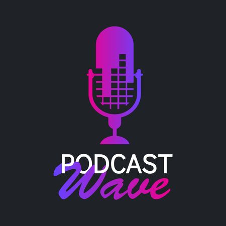 logo or icon podcast wave  with dark background,vector graphicのイラスト素材