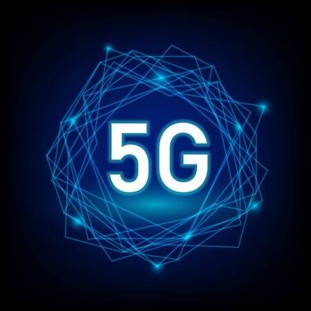 concept of 5G with network vector on dark backgroundのイラスト素材