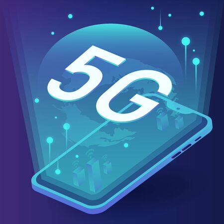 concept of 5G in the future on your phone with network vectorのイラスト素材