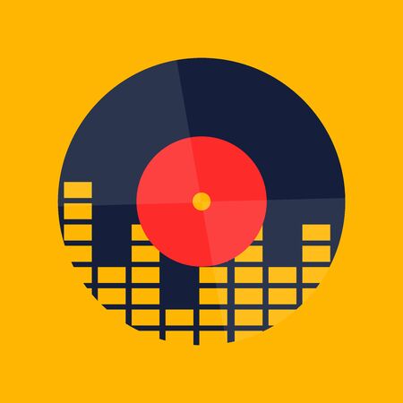 Abstract vinyl record wave music vector with yellow  background graphicのイラスト素材