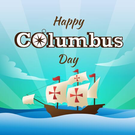 Illustration flat vector happy columbus day  background or banner graphicのイラスト素材