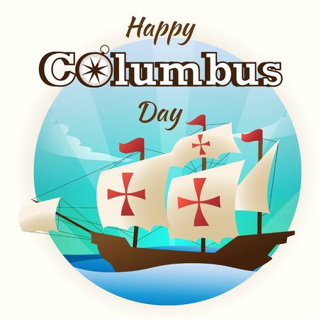 Illustration flat vector happy columbus day  background or banner graphicのイラスト素材