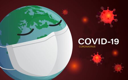 Covid-19 Coronavirus concept inscription typography design logo,banner,background and dangerous virus vector illustrationのイラスト素材