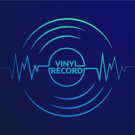 Abstract vinyl record wave music vector with blue background graphicのイラスト素材