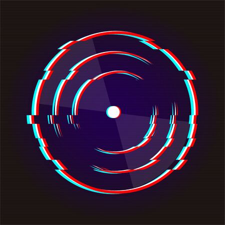 glitch adstract vinyl record music vector with dark background graphicのイラスト素材