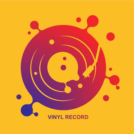 Abstract vinyl record liquid music vector with yellow  background graphicのイラスト素材