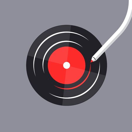 vinyl record music vector with pencil writing on vinyl illustration graphic for logo, icon,etc.のイラスト素材