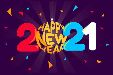 Happy new year 2021 for holidays banners. Flyers, greetings, invitations, Vector illustration.のイラスト素材