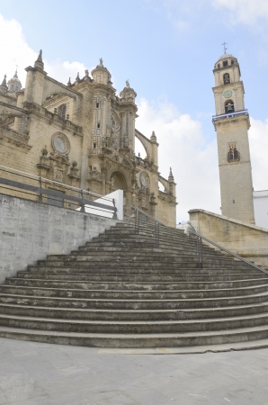Stairs to cathedral in Jerez, Spainの写真素材